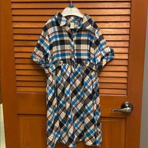 Mana Elena Blue Flannel Dress 7/8
